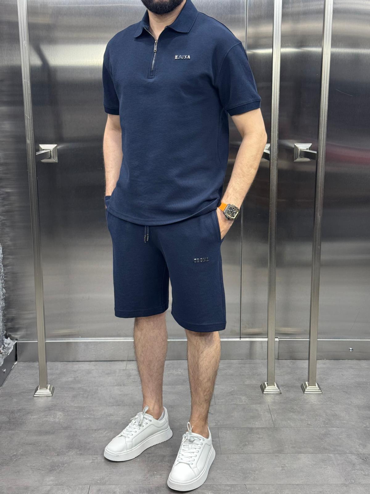 Zegna Şortlu Takım Lacivert