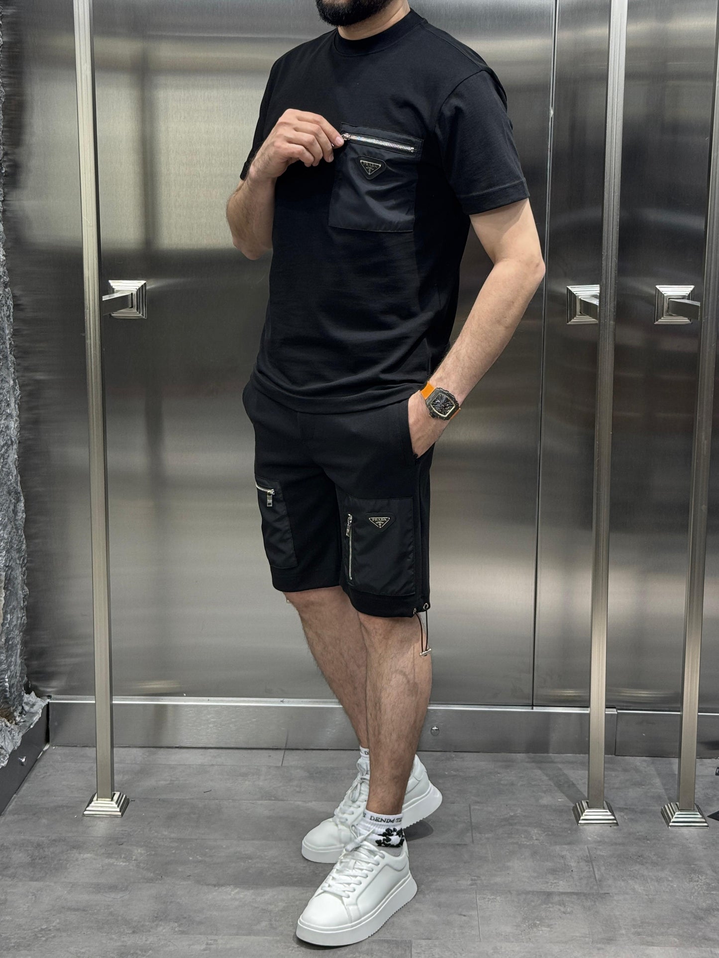 Prada Şortlu Takım Siyah