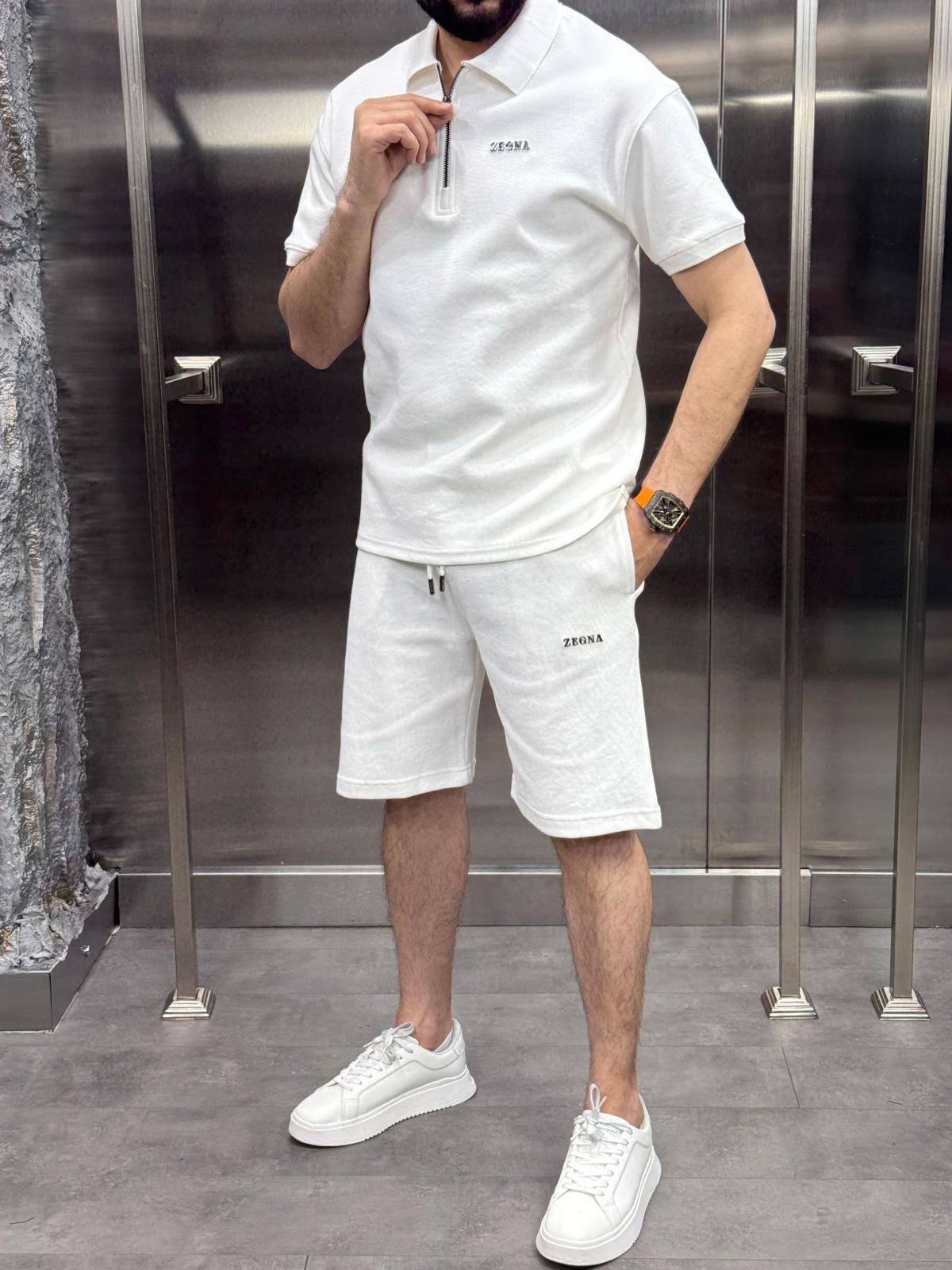 Zegna Şortlu Takım Beyaz