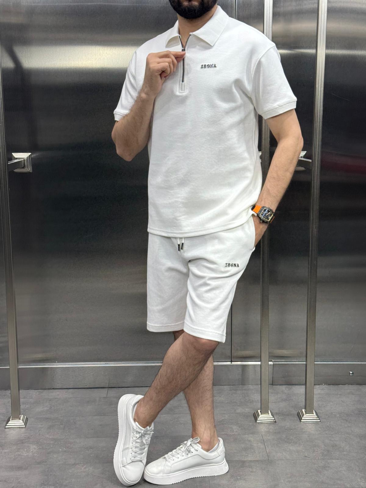 Zegna Şortlu Takım Beyaz