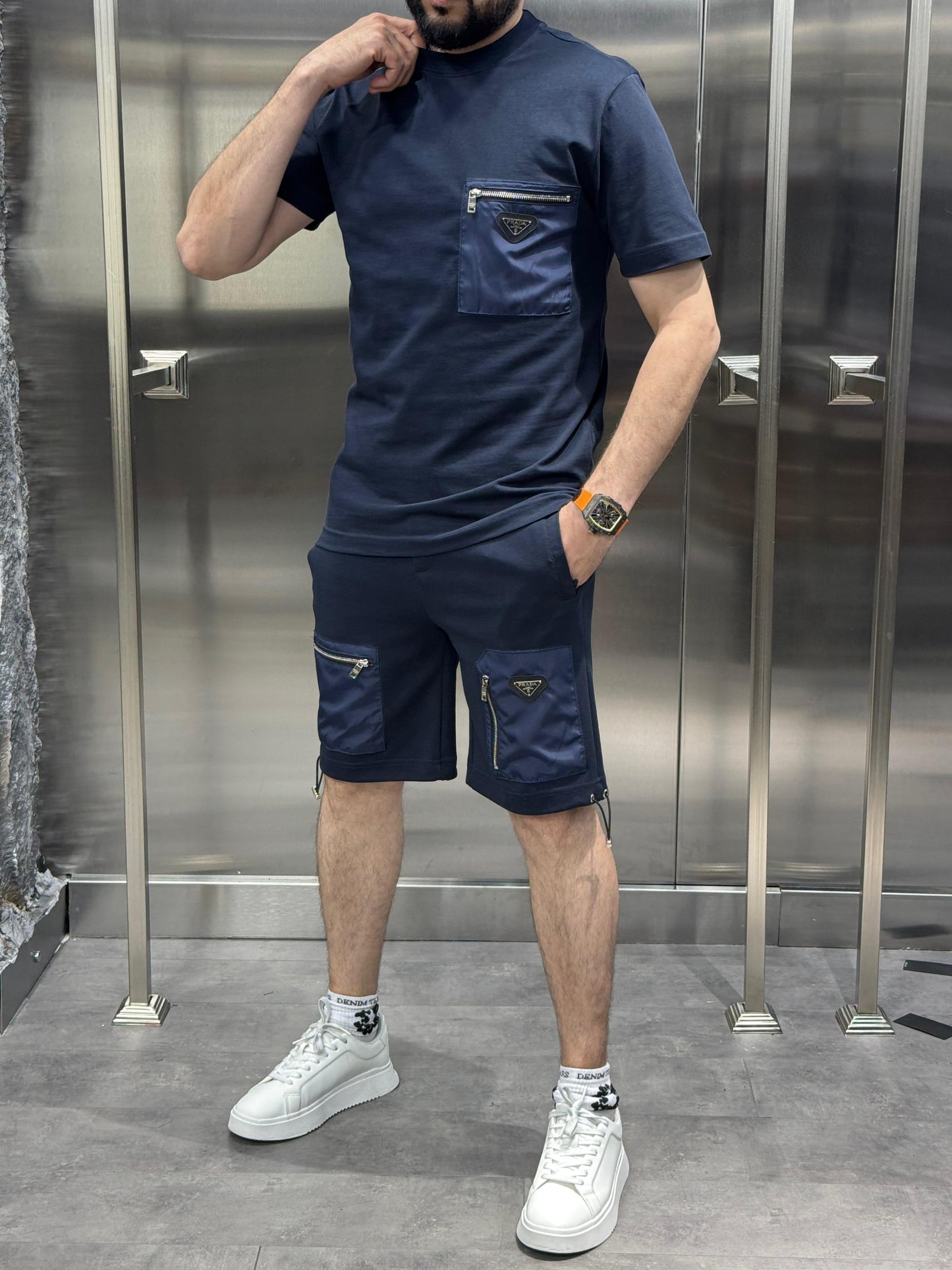Prada Şortlu Takım Lacivert