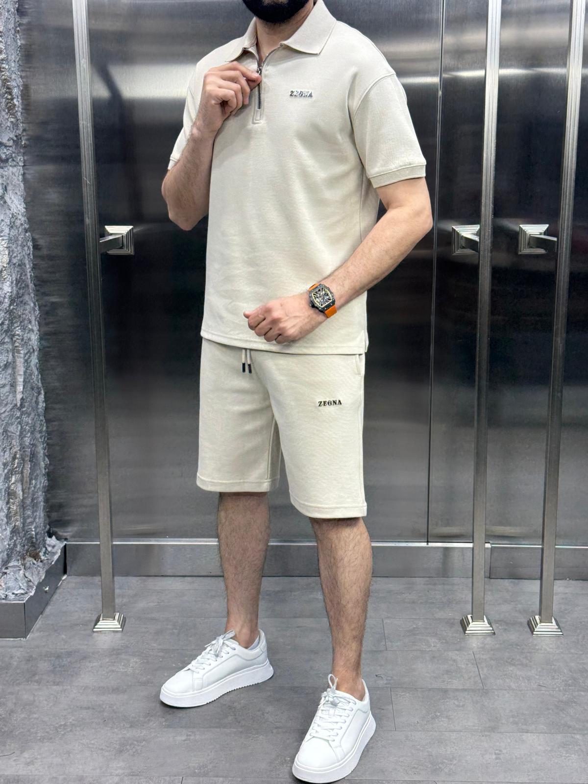 Zegna Şortlu Takım Bej