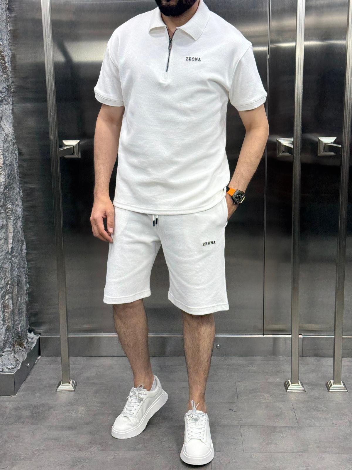 Zegna Şortlu Takım Beyaz