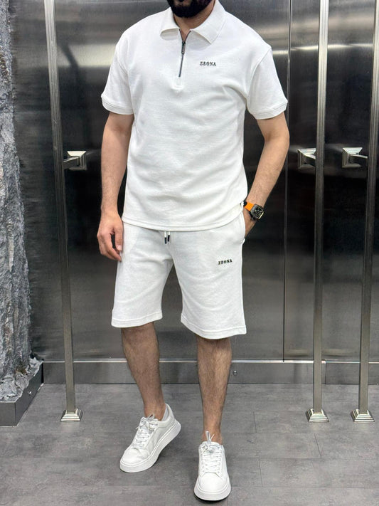 Zegna Şortlu Takım Beyaz