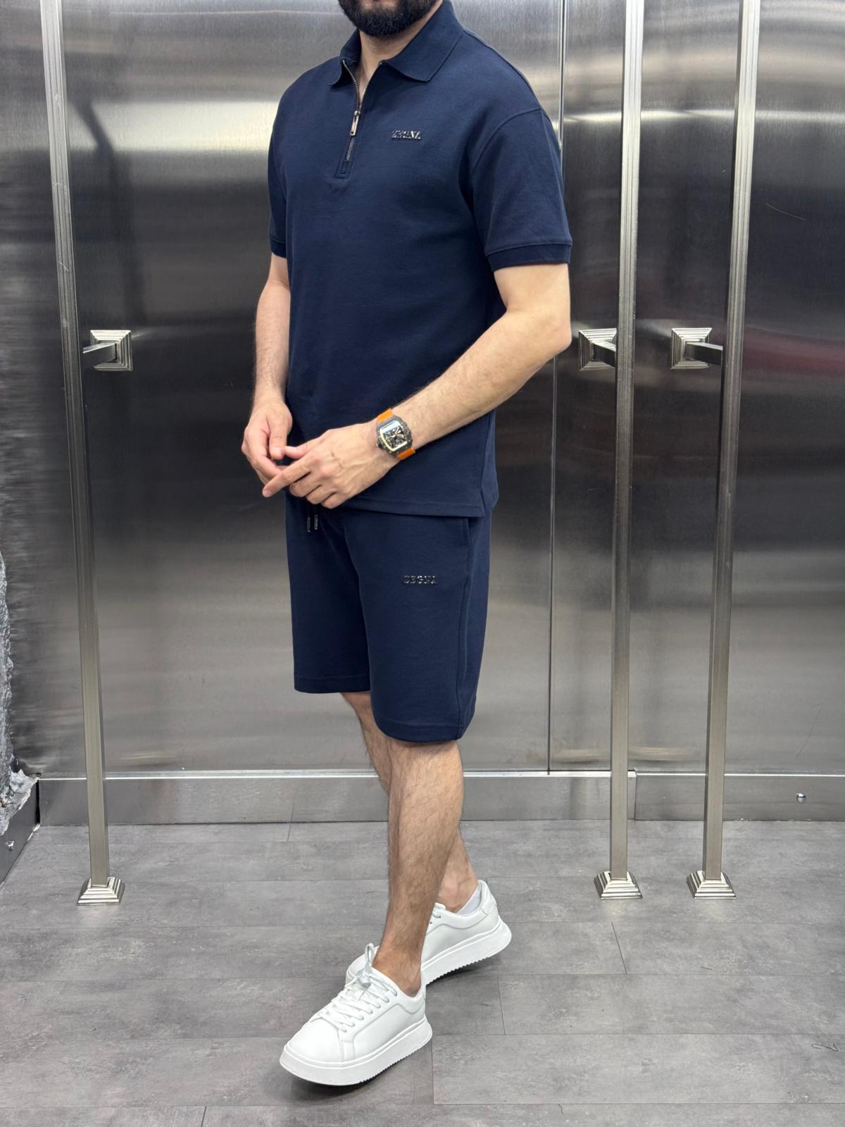 Zegna Şortlu Takım Lacivert