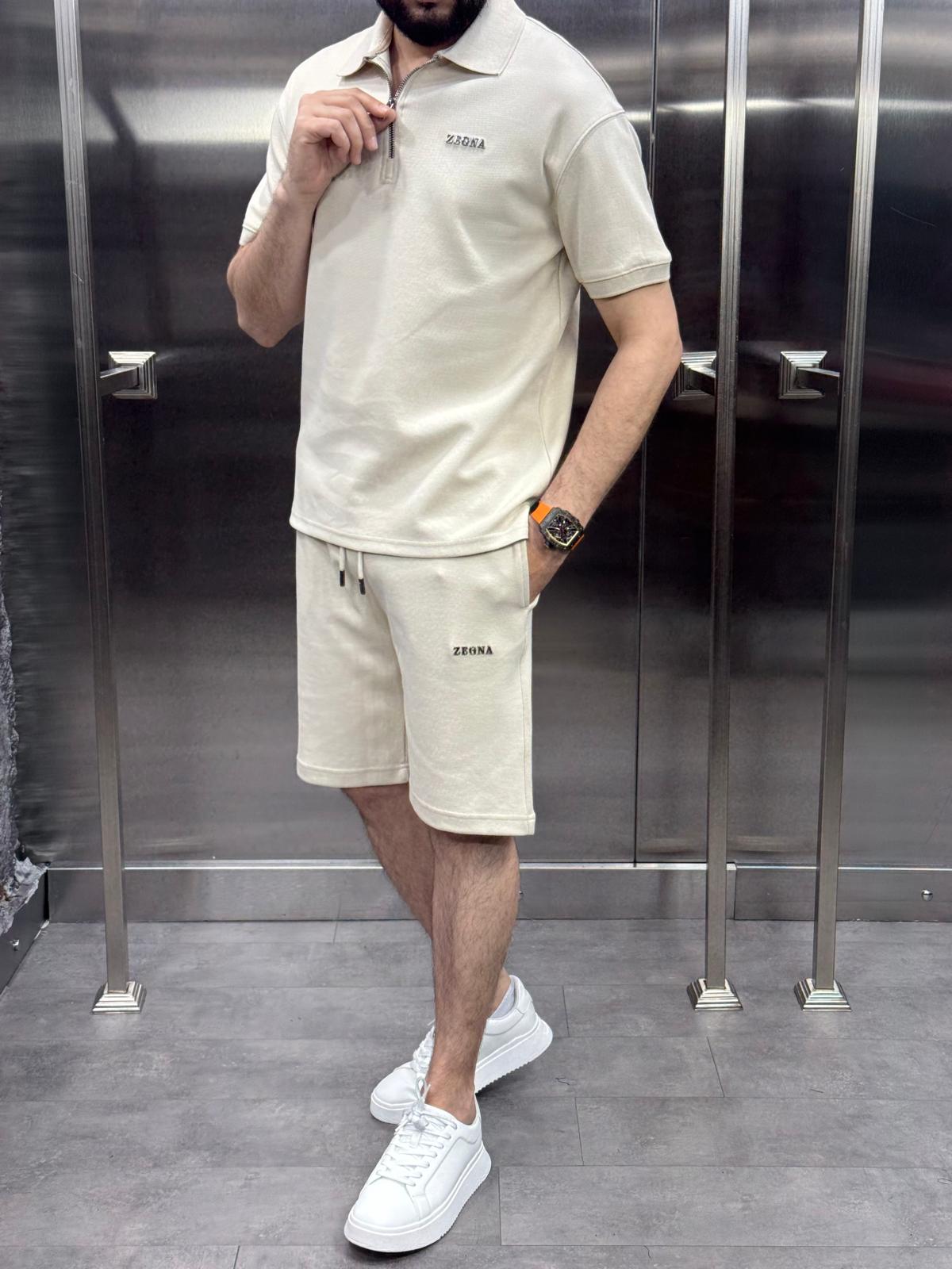 Zegna Şortlu Takım Bej