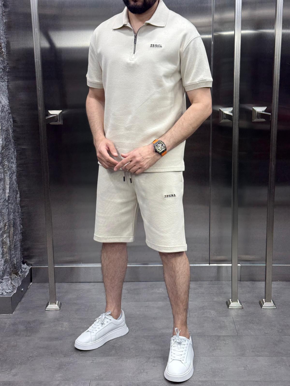 Zegna Şortlu Takım Bej