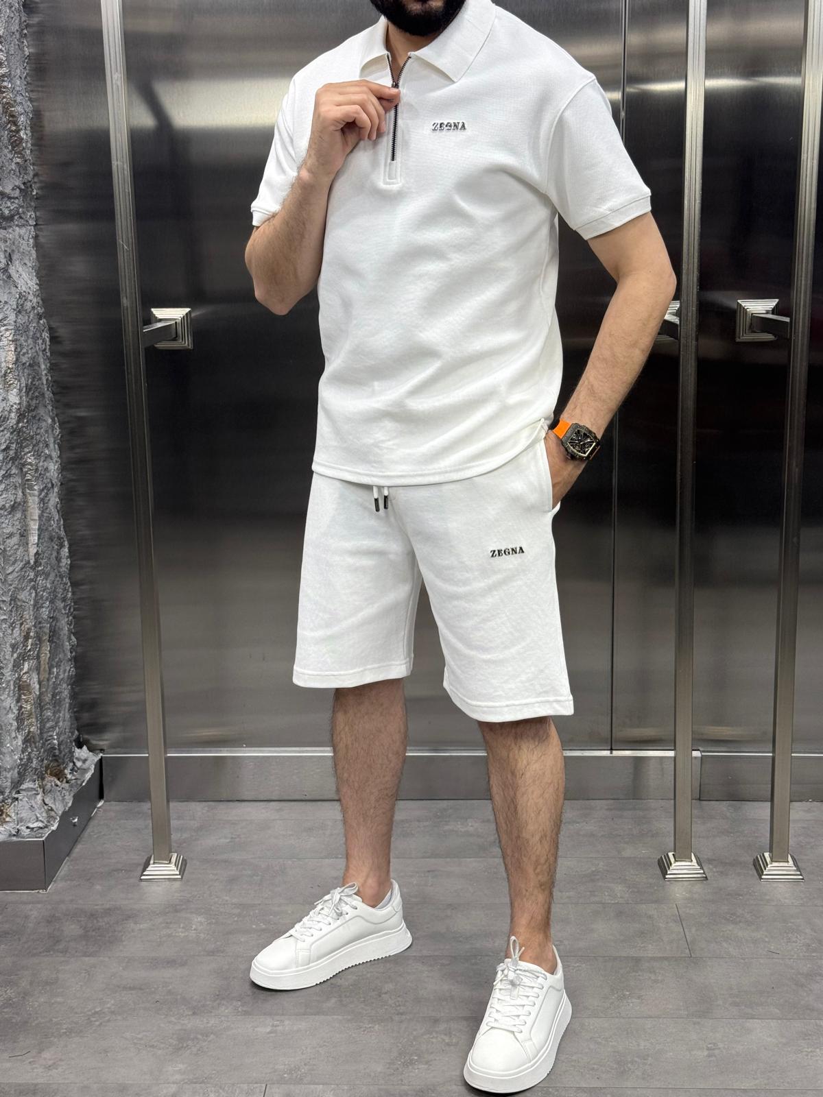 Zegna Şortlu Takım Beyaz