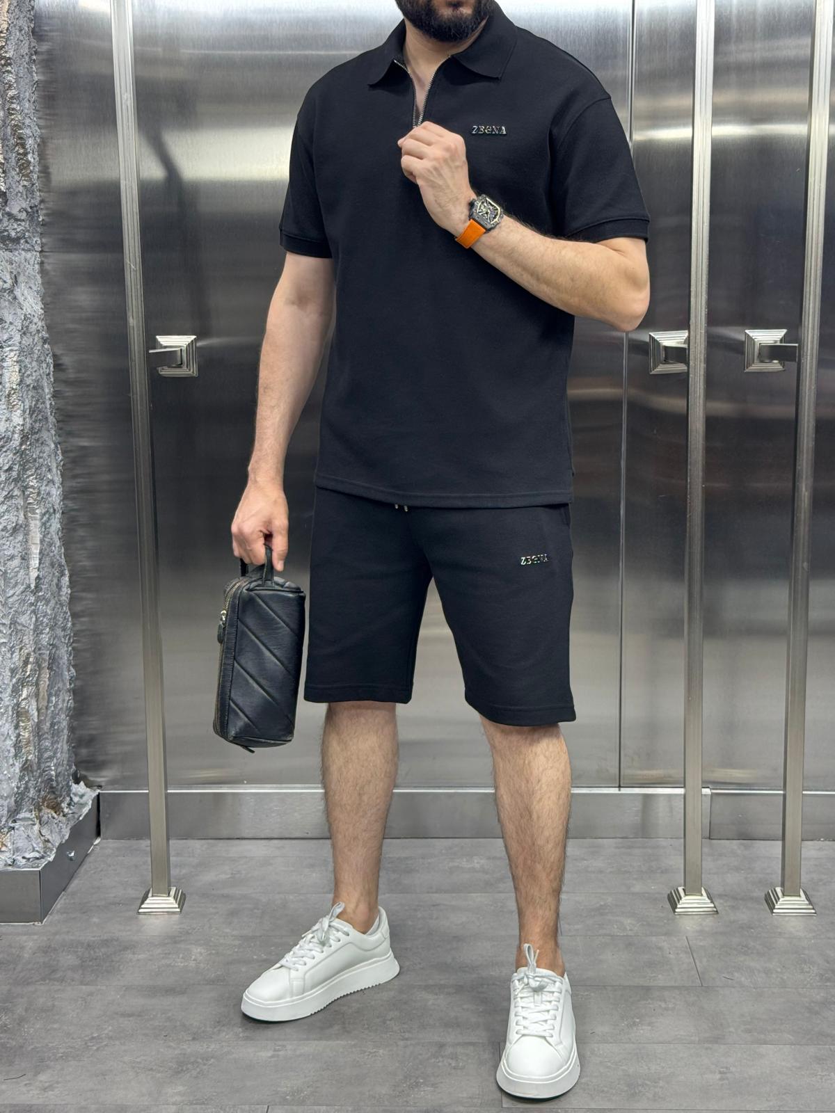 Zegna Şortlu Takım Siyah