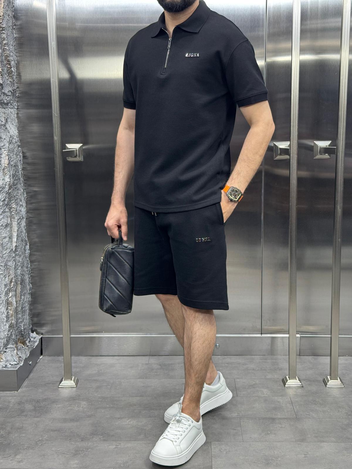 Zegna Şortlu Takım Siyah